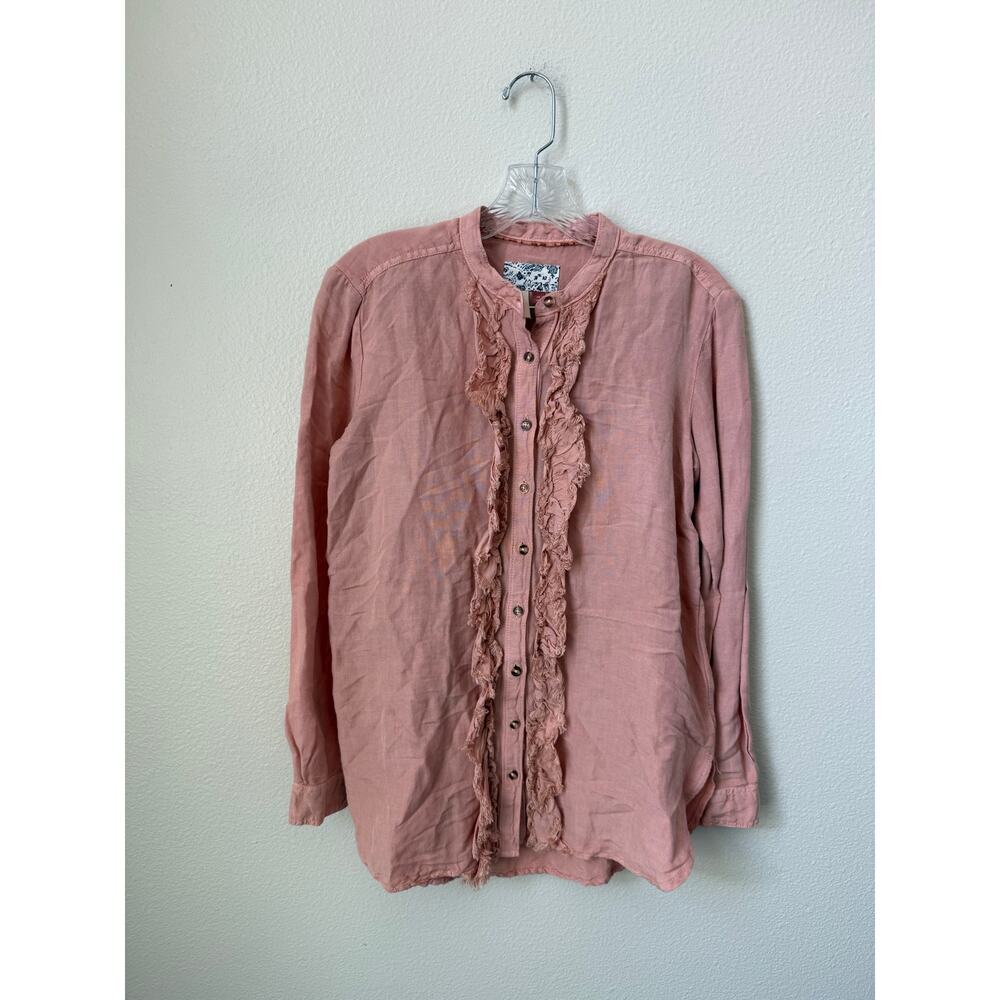 Anthropologie Pilcro Ruffled Placket Button Up Blouse Size XS - Picture 2 of 8